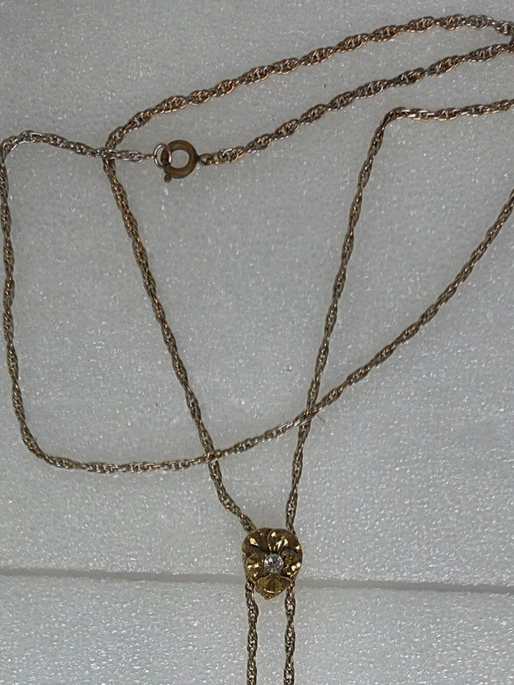 Goldette Necklace Lariat Slide Flip Fob Smoky Quartz Stone 18" L Vintage-1960's - Picture 7 of 16